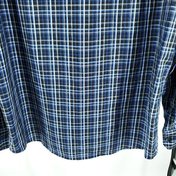 Michael Kors 100% Cotton Tailored Fit Blue/Black Plaid Casual Button Down L - Picture 12 of 16